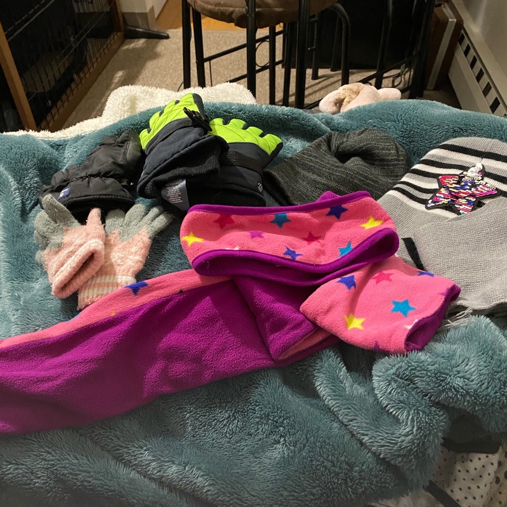 Kids winter hats, scarves,headband and gloves